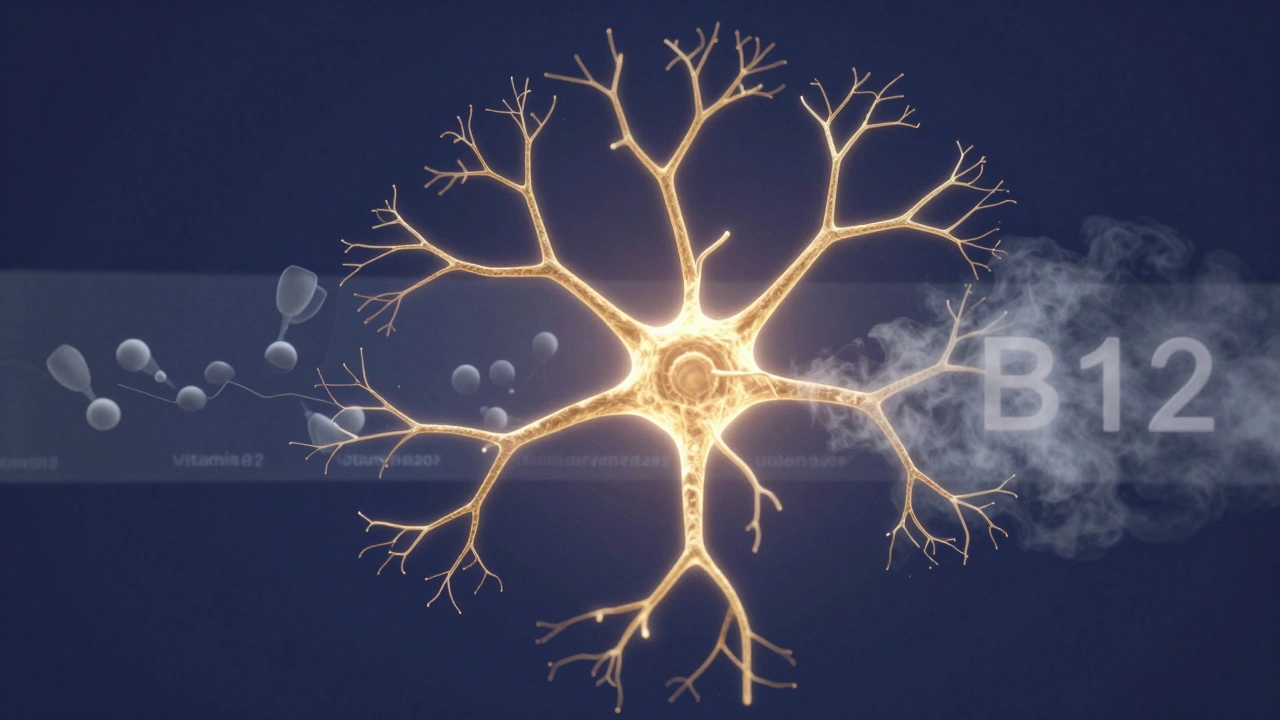 Abstract art showing nerve damage and vitamin B12 deficiency risk