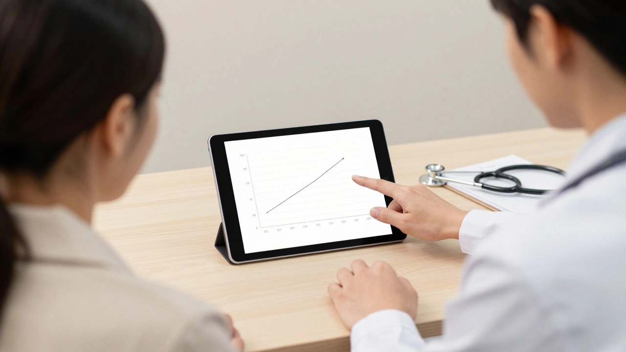 Doctor consulting with a patient about weight loss progress