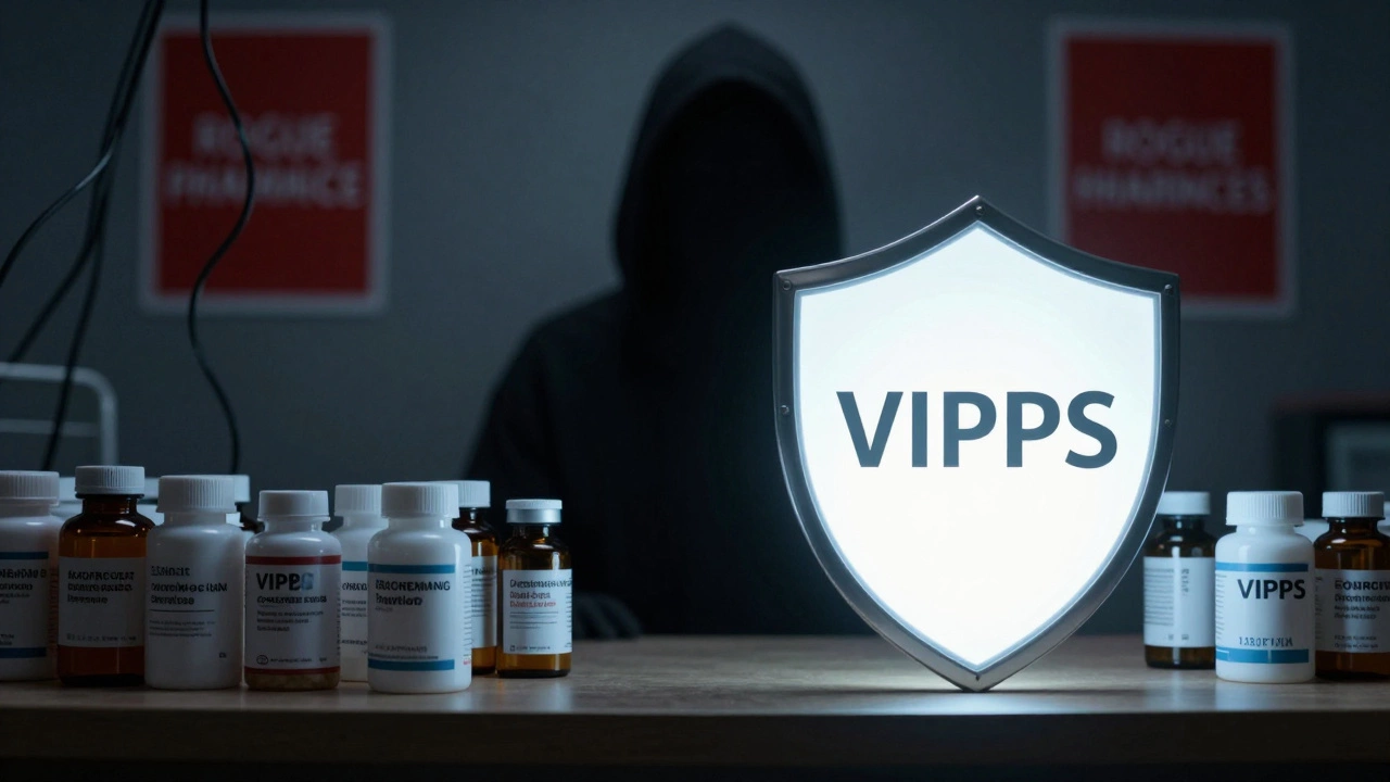 Contrast between unsafe rogue pharmacy and safe VIPPS seal
