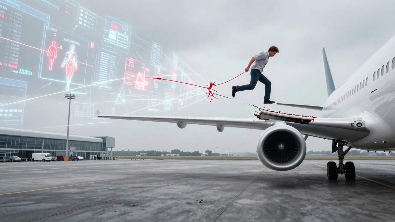 Patient disconnecting from medical records while flying home