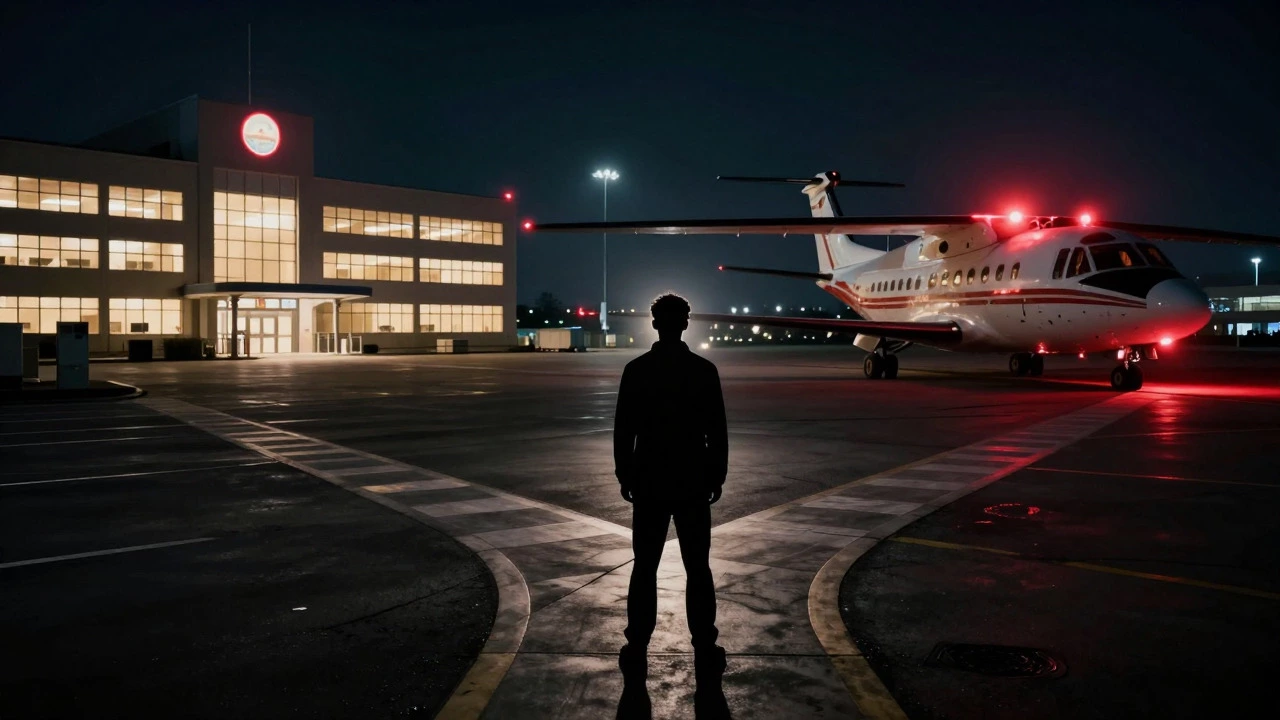 Patient silhouette facing a choice between local care and evacuation
